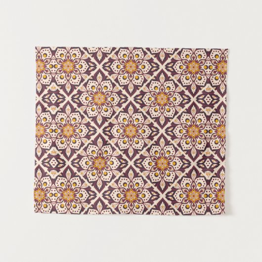 Mid-Century Modern Geometric Pattern – Retro Abstr タペストリー (正面(横))