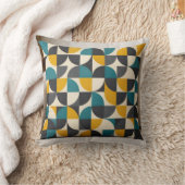  Mid-Century Modern Geometric Pattern Throw Pillow クッション (ブランケット)