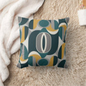 Mid-Century Modern Geometric Teal & Gold  クッション (ブランケット)