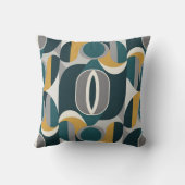 Mid-Century Modern Geometric Teal & Gold  クッション (裏面)