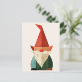 Mid Century Modern Gnome Minimalist Christmas ポストカード (スタンド正面)