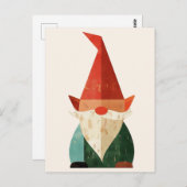 Mid Century Modern Gnome Minimalist Christmas ポストカード (正面/裏面)