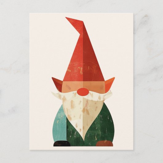 Mid Century Modern Gnome Minimalist Christmas ポストカード (正面)