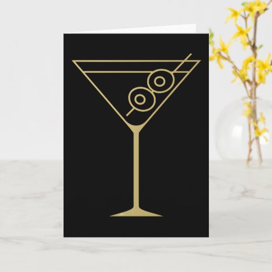 Mid Century Modern Gold 2 Olive Martini カード (黄色い花)