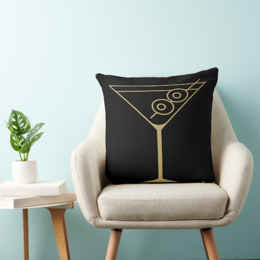 Mid Century Modern Gold 2 Olive Martini クッション (椅子)
