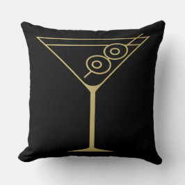 Mid Century Modern Gold 2 Olive Martini クッション