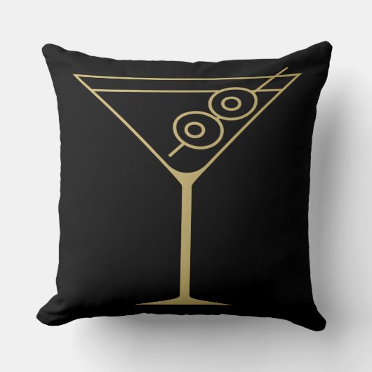 Mid Century Modern Gold 2 Olive Martini クッション (正面)
