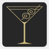 Mid Century Modern Gold 2 Olive Martini スクエアシール (正面)