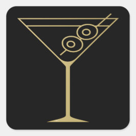 Mid Century Modern Gold 2 Olive Martini スクエアシール