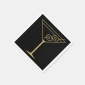Mid Century Modern Gold 2 Olive Martini スタンダードカクテルナプキン (角)
