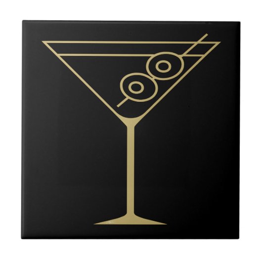Mid Century Modern Gold 2 Olive Martini タイル (正面)