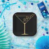Mid Century Modern Gold 2 Olive Martini ペーパープレート (パーティー)