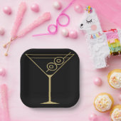 Mid Century Modern Gold 2 Olive Martini ペーパープレート (パーティー)