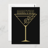 Mid Century Modern Gold 2 Olive Martini ポストカード (正面/裏面)