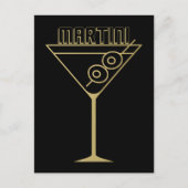 Mid Century Modern Gold 2 Olive Martini ポストカード (正面)
