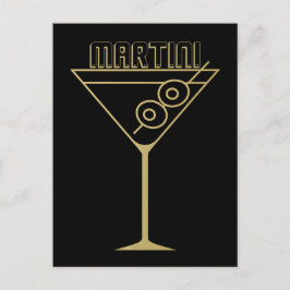 Mid Century Modern Gold 2 Olive Martini ポストカード
