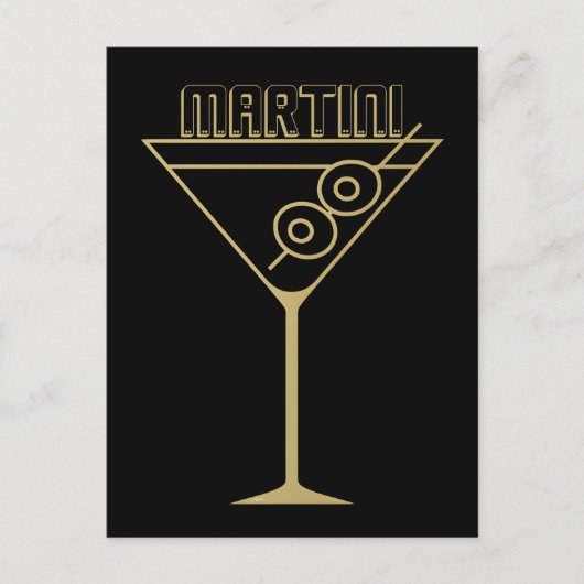 Mid Century Modern Gold 2 Olive Martini ポストカード (正面)