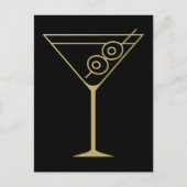 Mid Century Modern Gold 2 Olive Martini ポストカード (正面)