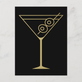 Mid Century Modern Gold 2 Olive Martini ポストカード