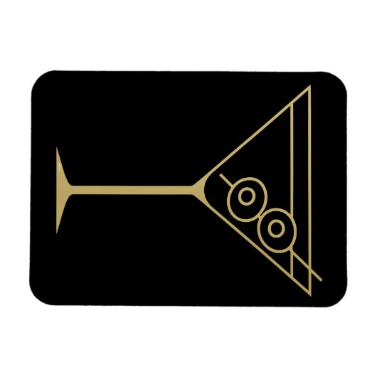 Mid Century Modern Gold 2 Olive Martini マグネット (横)