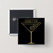 Mid Century Modern Gold 2 Olive Martini 缶バッジ (正面&裏面)