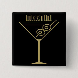 Mid Century Modern Gold 2 Olive Martini 缶バッジ