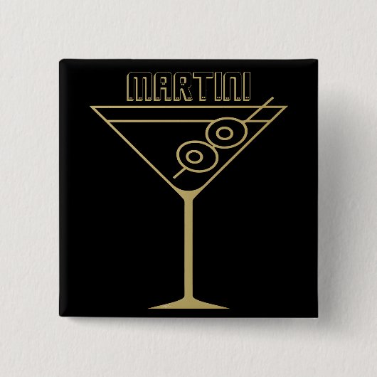 Mid Century Modern Gold 2 Olive Martini 缶バッジ (正面)