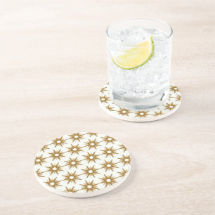Mid-Century Modern Gold Starburst Pattern Beverage コースター