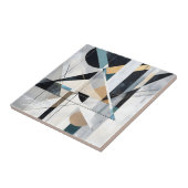 Mid-Century Modern Gold Teal Geometric Abstract タイル (側面)