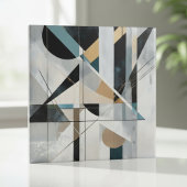 Mid-Century Modern Gold Teal Geometric Abstract タイル