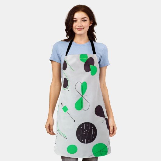 Mid Century Modern Green Physics  エプロン (着用した状態)