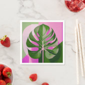 Mid-Century Modern Hawaiian Monstera Leaf スタンダードカクテルナプキン (インサイチュ)