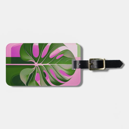 Mid-Century Modern Hawaiian Monstera Leaf  ラゲッジタグ (正面横)