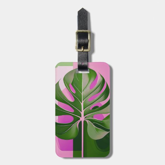 Mid-Century Modern Hawaiian Monstera Leaf ラゲッジタグ (正面縦)
