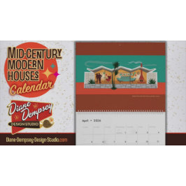 Mid-Century Modern Houses Calendar - Large カレンダー