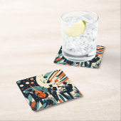 Mid Century Modern Jazz Age Trio スクエアペーパーコースター (インサイチュ)