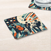 Mid Century Modern Jazz Age Trio スクエアペーパーコースター (アングル)