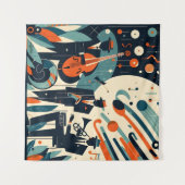 Mid Century Modern Jazz Age Trio タペストリー (正面(横))