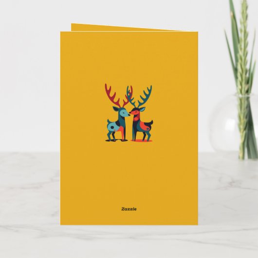 Mid-Century Modern Kitschy Christmas Reindeer カード (裏面)