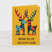 Mid-Century Modern Kitschy Christmas Reindeer  カード (正面)