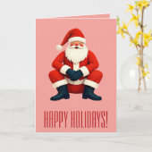 Mid-Century Modern Kitschy Santa Claus カード (黄色い花)