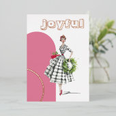 Mid Century Modern Lady Foil Holiday Card 箔シーズンカード (立ち正面)