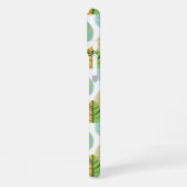 Mid Century Modern Leaves in Green and Gold iPhoneケース (左側面)