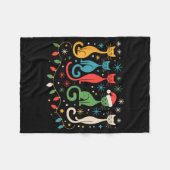 Mid Century Modern Look Cats Xmas Retro 50s 60s  フリースブランケット (正面(横))