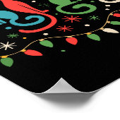 Mid Century Modern Look Cats Xmas Retro 50s 60s  ポスター (角)