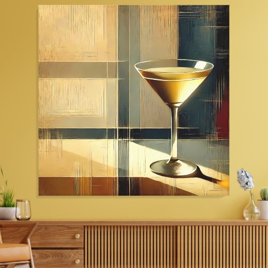 Mid Century Modern Martini in a Moonbeam キャンバスプリント (インサイチュ (リビング))