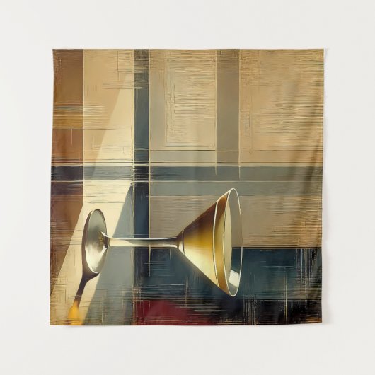 Mid Century Modern Martini in a Moonbeam タペストリー (正面(横))