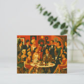 Mid Century Modern Martini Intellectuals Christmas シーズンポストカード (スタンド正面)