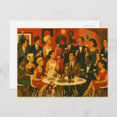 Mid Century Modern Martini Intellectuals Christmas シーズンポストカード (正面/裏面)