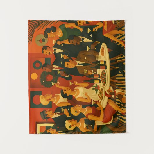 Mid Century Modern Martini Intellectuals Christmas タペストリー (正面)